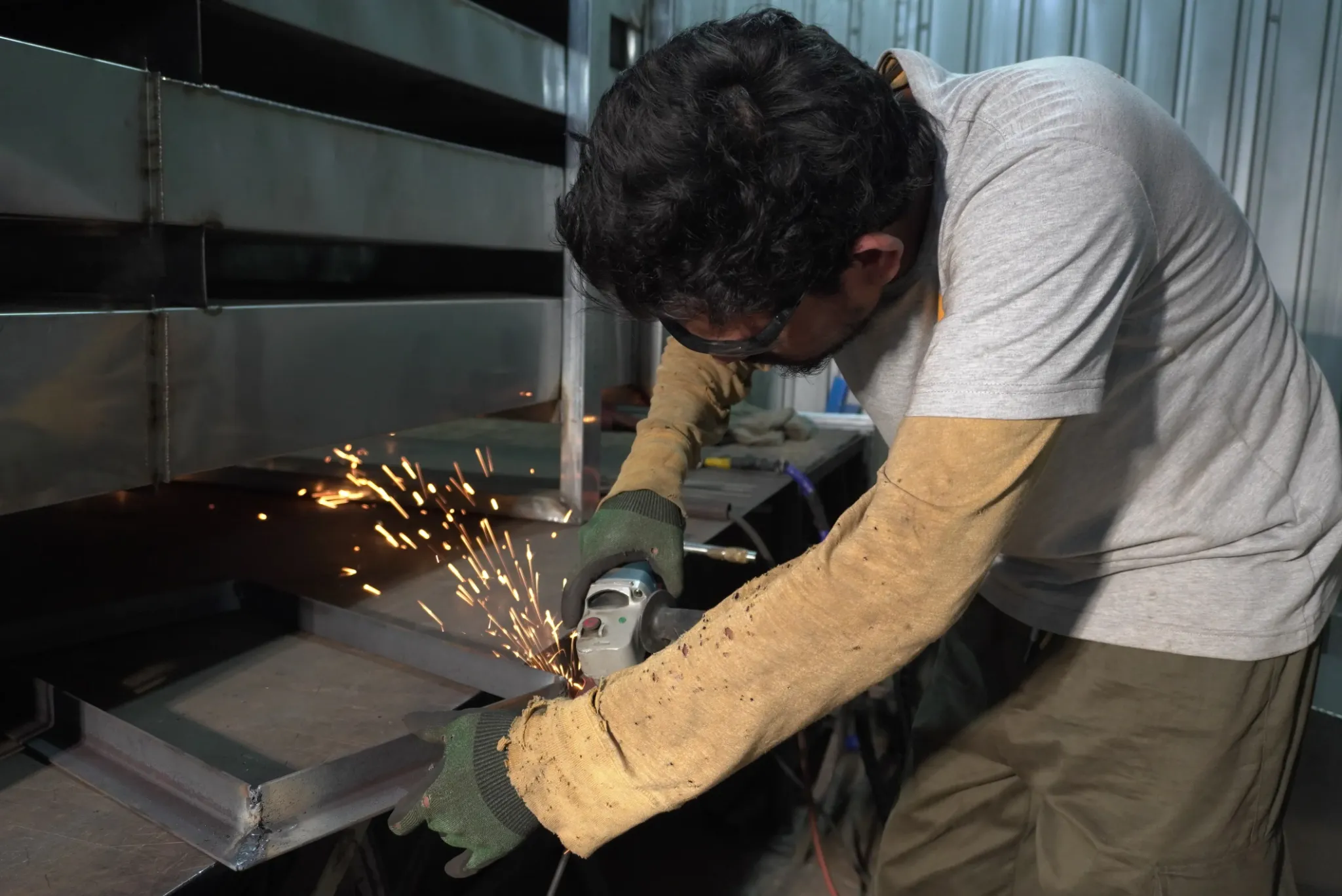 Workers inspecting products